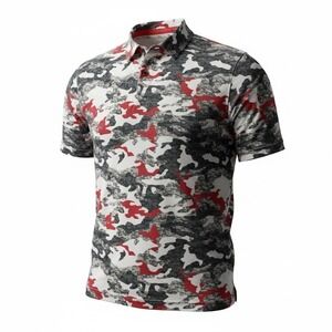 Golf Walter Hagen Polo Shirt Men's Large Red White Blue Camo 11 Majors Golf